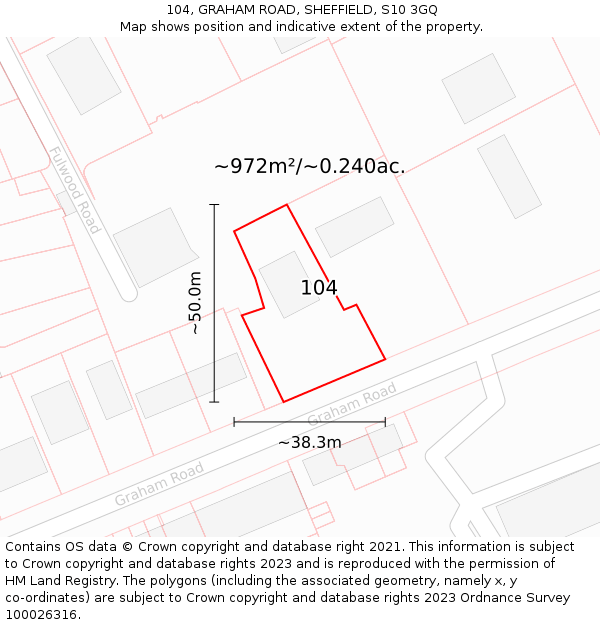 104, GRAHAM ROAD, SHEFFIELD, S10 3GQ: Plot and title map