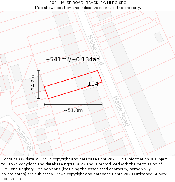 104, HALSE ROAD, BRACKLEY, NN13 6EG: Plot and title map