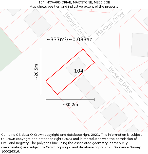 104, HOWARD DRIVE, MAIDSTONE, ME16 0QB: Plot and title map