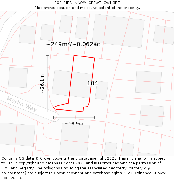 104, MERLIN WAY, CREWE, CW1 3RZ: Plot and title map