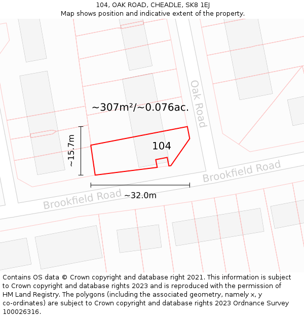 104, OAK ROAD, CHEADLE, SK8 1EJ: Plot and title map