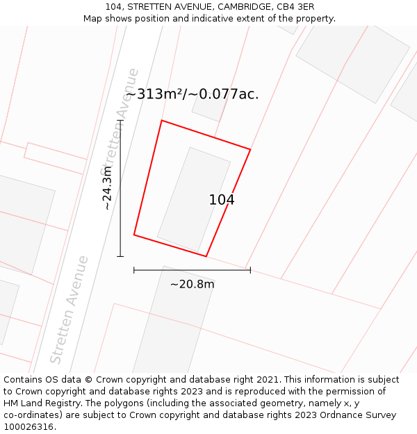 104, STRETTEN AVENUE, CAMBRIDGE, CB4 3ER: Plot and title map