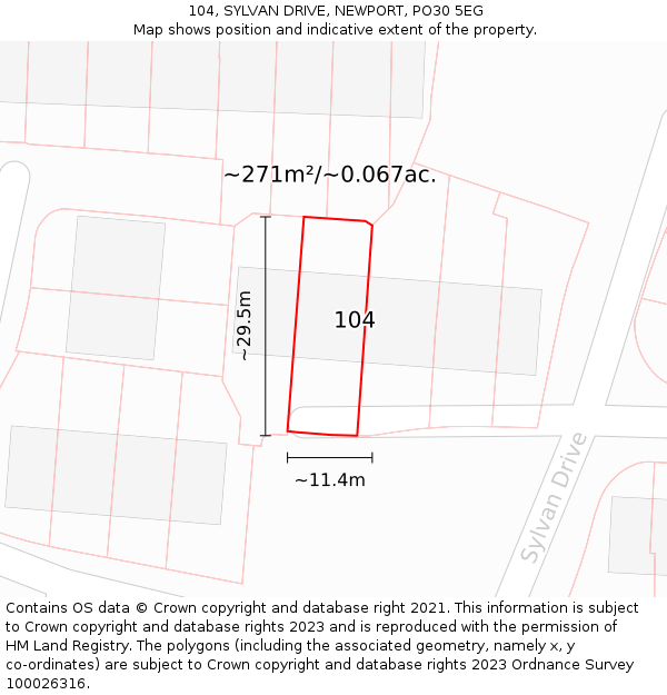 104, SYLVAN DRIVE, NEWPORT, PO30 5EG: Plot and title map