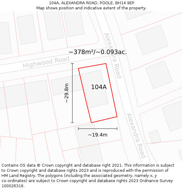 104A, ALEXANDRA ROAD, POOLE, BH14 9EP: Plot and title map