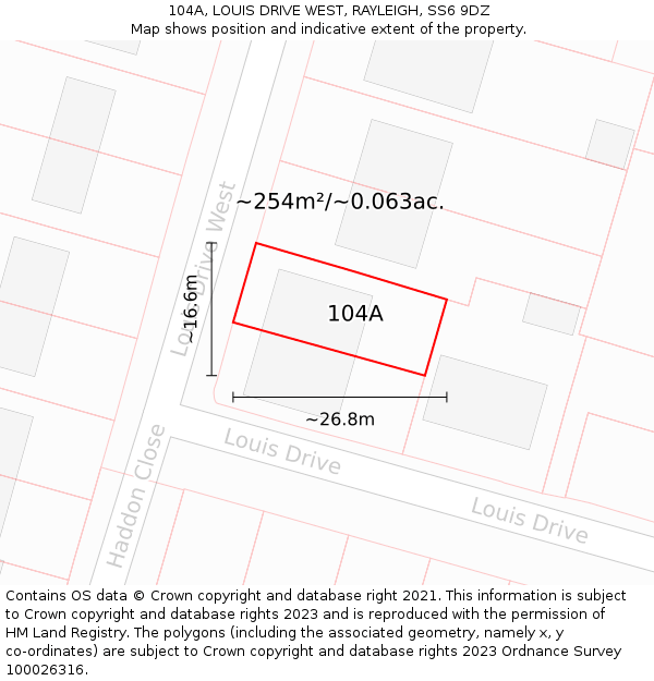 104A, LOUIS DRIVE WEST, RAYLEIGH, SS6 9DZ: Plot and title map