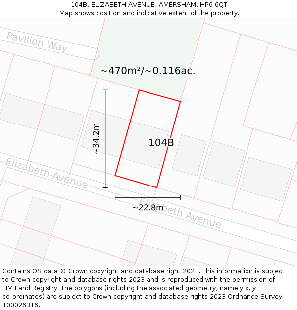 104B, ELIZABETH AVENUE, AMERSHAM, HP6 6QT: Plot and title map