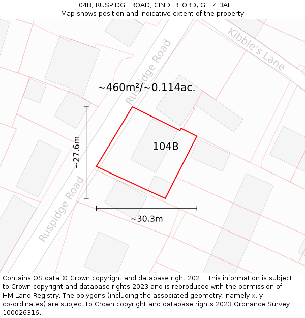 104B, RUSPIDGE ROAD, CINDERFORD, GL14 3AE: Plot and title map