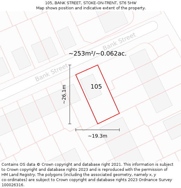 105, BANK STREET, STOKE-ON-TRENT, ST6 5HW: Plot and title map