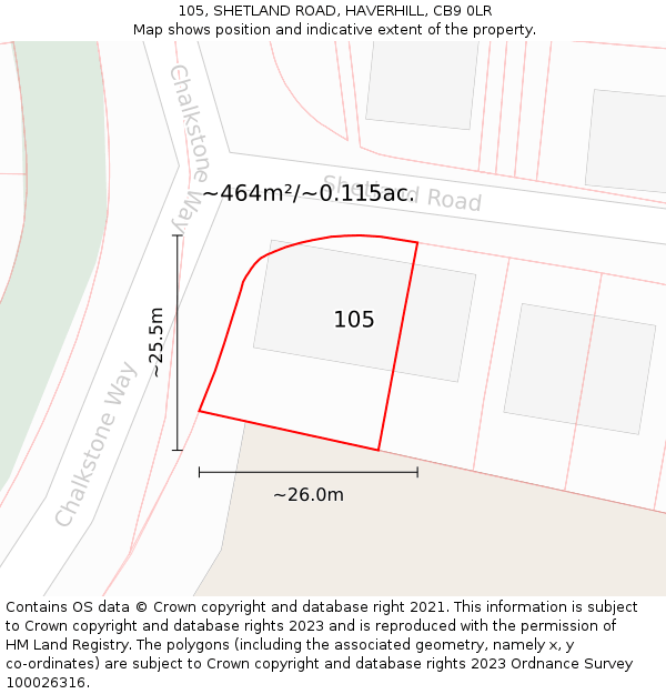 105, SHETLAND ROAD, HAVERHILL, CB9 0LR: Plot and title map