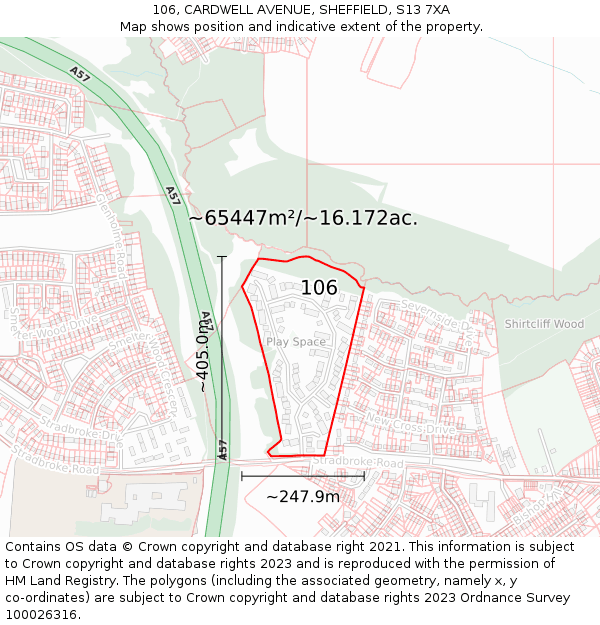 106, CARDWELL AVENUE, SHEFFIELD, S13 7XA: Plot and title map