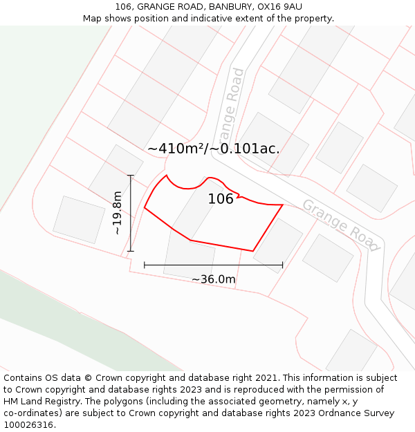 106, GRANGE ROAD, BANBURY, OX16 9AU: Plot and title map