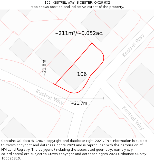 106, KESTREL WAY, BICESTER, OX26 6XZ: Plot and title map