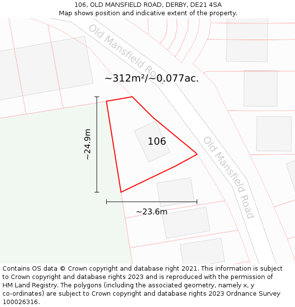 106, OLD MANSFIELD ROAD, DERBY, DE21 4SA: Plot and title map