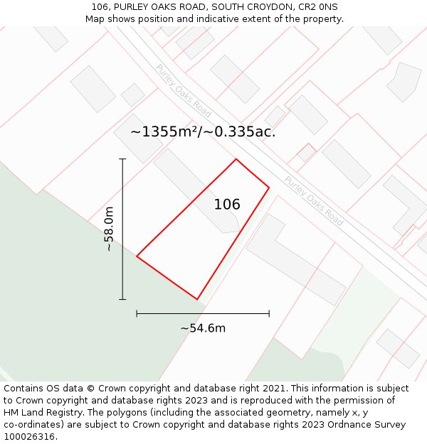106, PURLEY OAKS ROAD, SOUTH CROYDON, CR2 0NS: Plot and title map