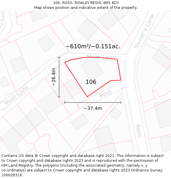 106, ROSS, ROWLEY REGIS, B65 8DY: Plot and title map