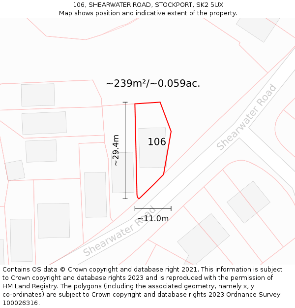 106, SHEARWATER ROAD, STOCKPORT, SK2 5UX: Plot and title map