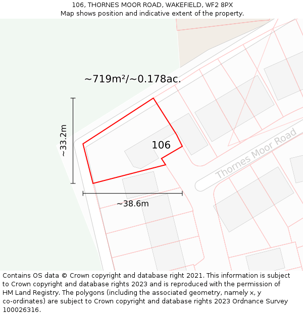 106, THORNES MOOR ROAD, WAKEFIELD, WF2 8PX: Plot and title map