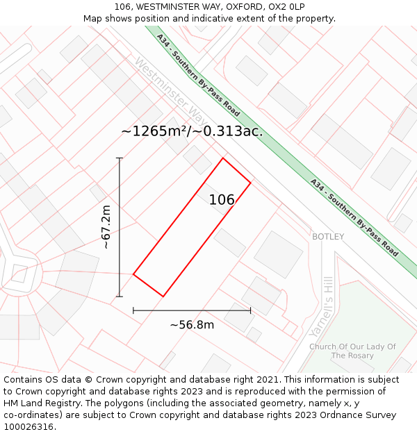 106, WESTMINSTER WAY, OXFORD, OX2 0LP: Plot and title map