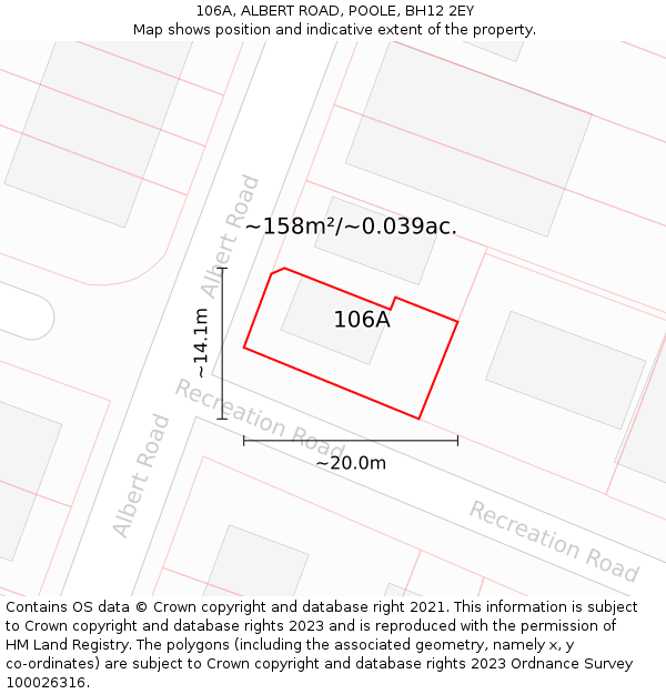 106A, ALBERT ROAD, POOLE, BH12 2EY: Plot and title map