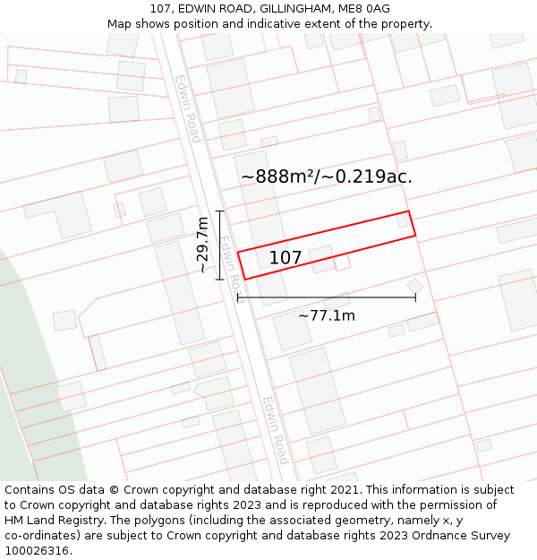 107, EDWIN ROAD, GILLINGHAM, ME8 0AG: Plot and title map