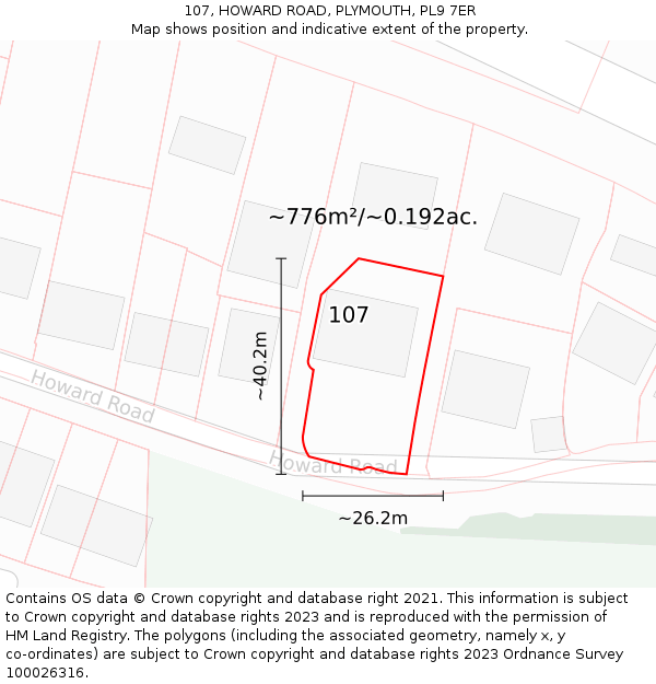 107, HOWARD ROAD, PLYMOUTH, PL9 7ER: Plot and title map