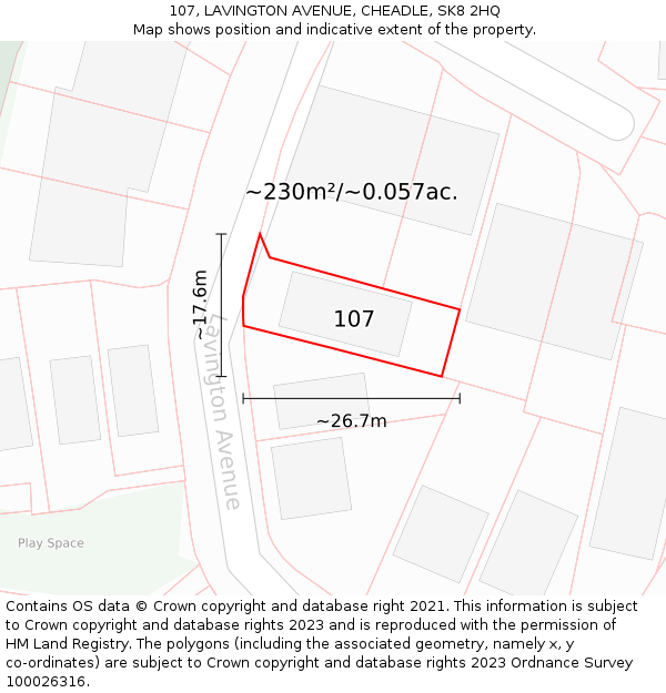 107, LAVINGTON AVENUE, CHEADLE, SK8 2HQ: Plot and title map