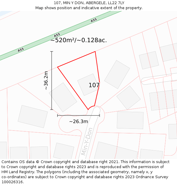 107, MIN Y DON, ABERGELE, LL22 7LY: Plot and title map