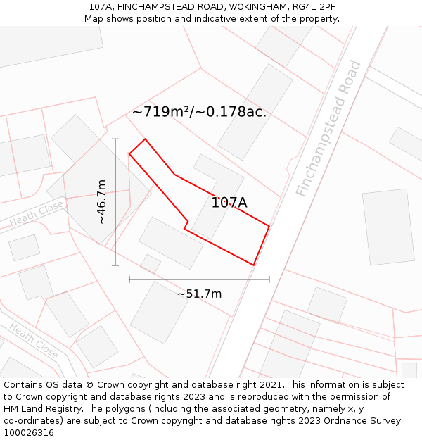 107A, FINCHAMPSTEAD ROAD, WOKINGHAM, RG41 2PF: Plot and title map