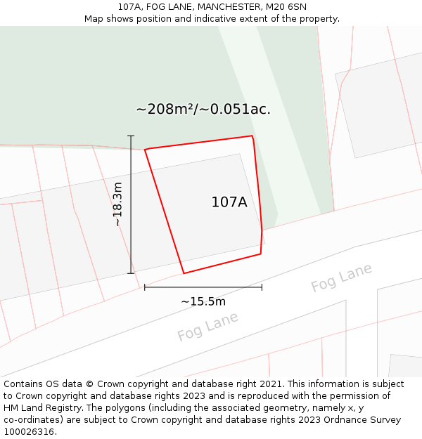 107A, FOG LANE, MANCHESTER, M20 6SN: Plot and title map