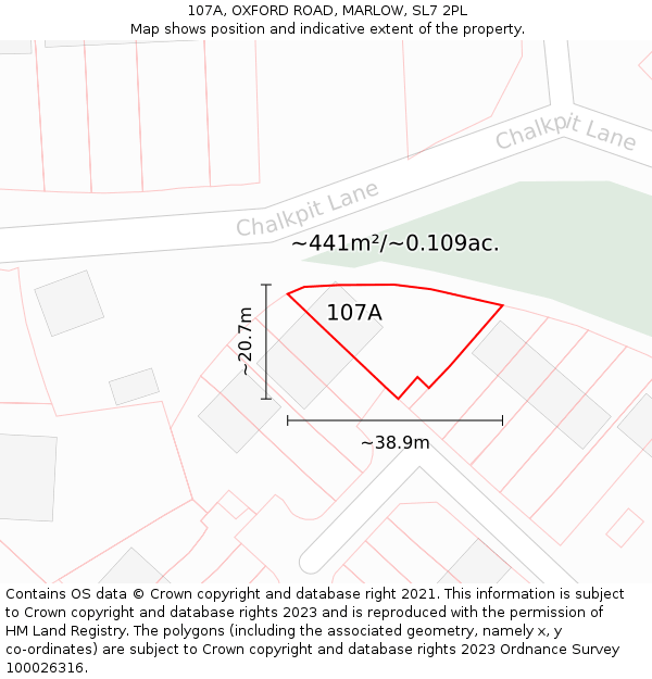 107A, OXFORD ROAD, MARLOW, SL7 2PL: Plot and title map
