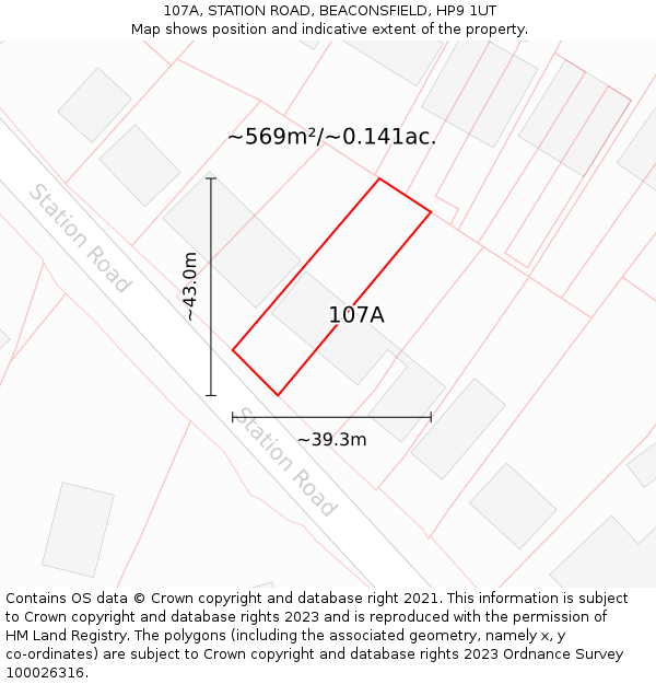 107A, STATION ROAD, BEACONSFIELD, HP9 1UT: Plot and title map