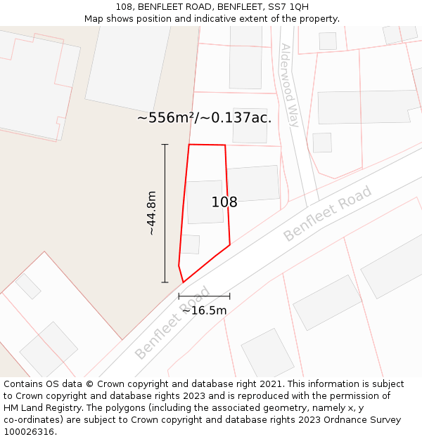 108, BENFLEET ROAD, BENFLEET, SS7 1QH: Plot and title map