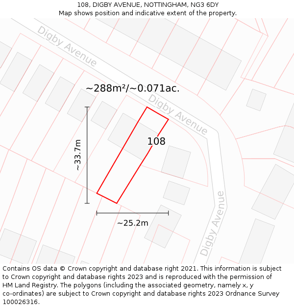 108, DIGBY AVENUE, NOTTINGHAM, NG3 6DY: Plot and title map