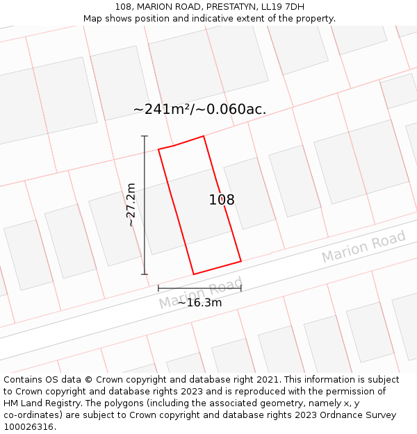 108, MARION ROAD, PRESTATYN, LL19 7DH: Plot and title map