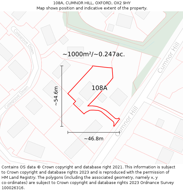 108A, CUMNOR HILL, OXFORD, OX2 9HY: Plot and title map