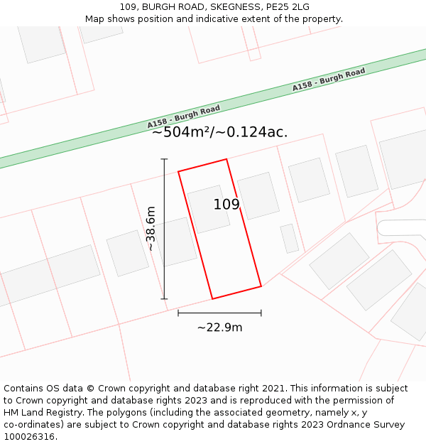 109, BURGH ROAD, SKEGNESS, PE25 2LG: Plot and title map