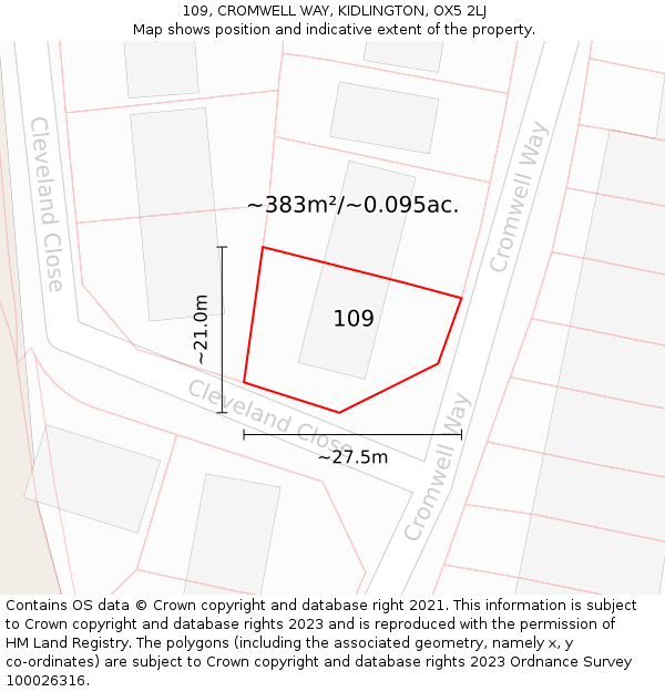 109, CROMWELL WAY, KIDLINGTON, OX5 2LJ: Plot and title map