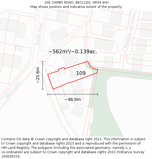 109, DARBY ROAD, BECCLES, NR34 9XH: Plot and title map