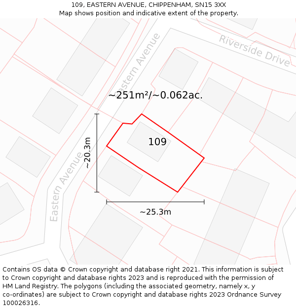 109, EASTERN AVENUE, CHIPPENHAM, SN15 3XX: Plot and title map