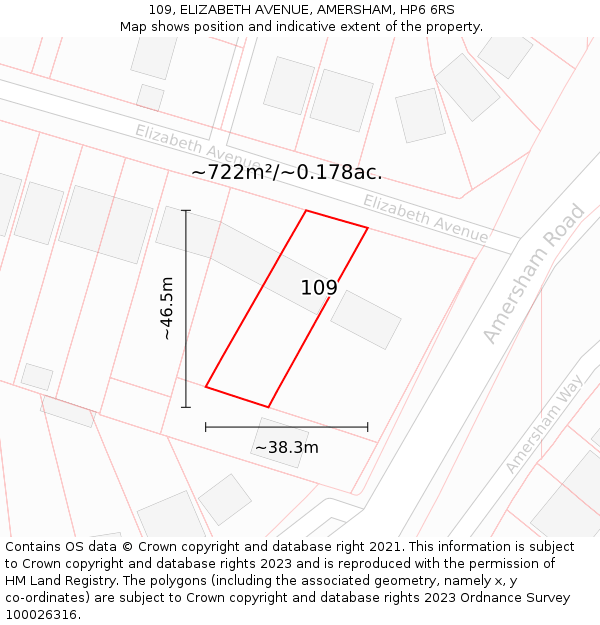 109, ELIZABETH AVENUE, AMERSHAM, HP6 6RS: Plot and title map