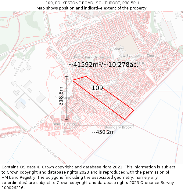 109, FOLKESTONE ROAD, SOUTHPORT, PR8 5PH: Plot and title map