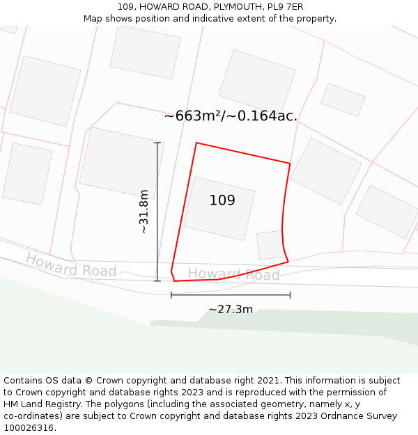 109, HOWARD ROAD, PLYMOUTH, PL9 7ER: Plot and title map