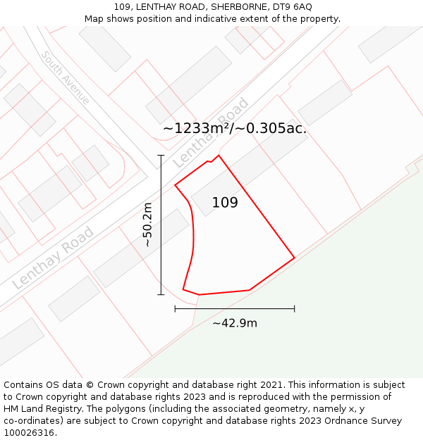 109, LENTHAY ROAD, SHERBORNE, DT9 6AQ: Plot and title map