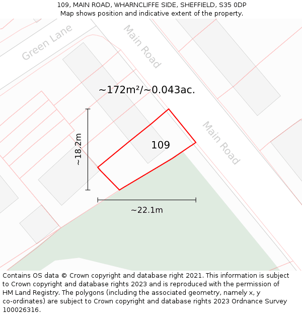 109, MAIN ROAD, WHARNCLIFFE SIDE, SHEFFIELD, S35 0DP: Plot and title map