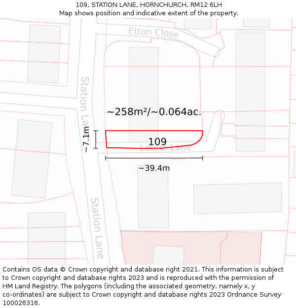 109, STATION LANE, HORNCHURCH, RM12 6LH: Plot and title map