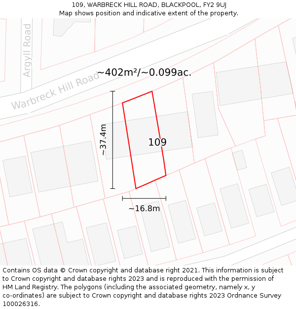 109, WARBRECK HILL ROAD, BLACKPOOL, FY2 9UJ: Plot and title map