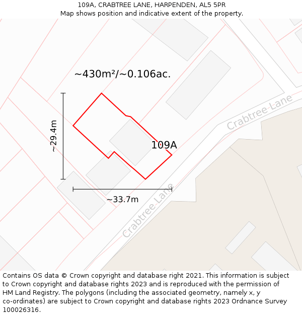 109A, CRABTREE LANE, HARPENDEN, AL5 5PR: Plot and title map