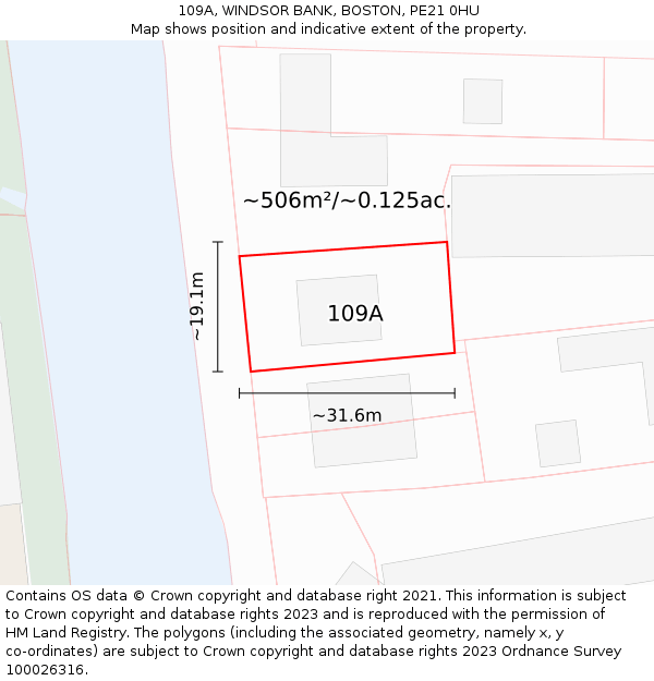 109A, WINDSOR BANK, BOSTON, PE21 0HU: Plot and title map