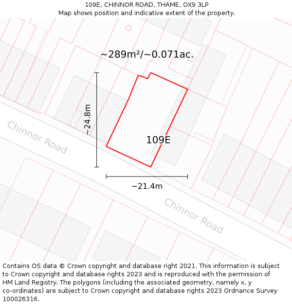 109E, CHINNOR ROAD, THAME, OX9 3LP: Plot and title map
