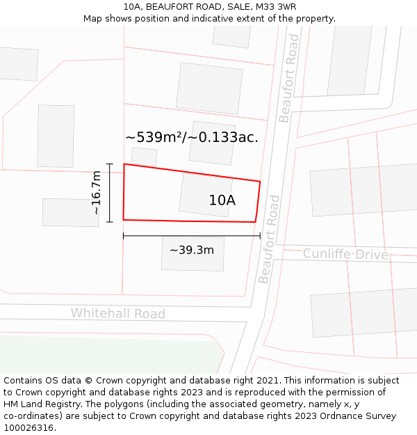 10A, BEAUFORT ROAD, SALE, M33 3WR: Plot and title map